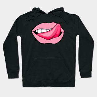 Artistic Abstract Pink Pattern Lips with Pink Tongue - by Iskybibblle Hoodie